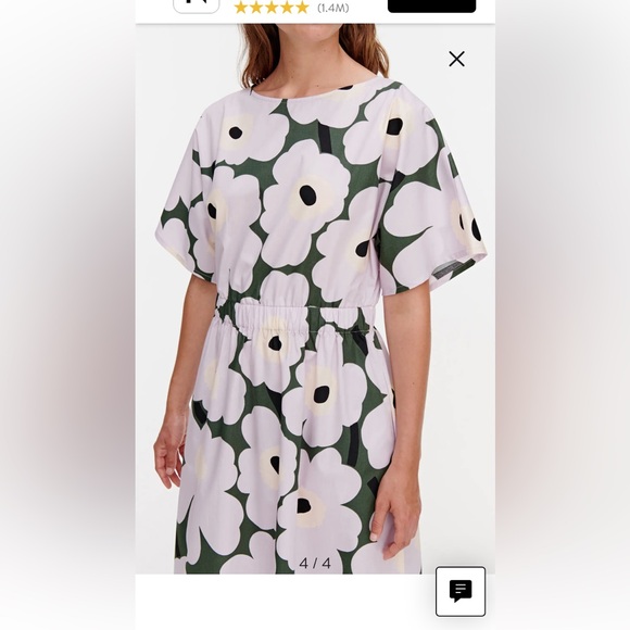 Marimekko Siloinen Pieni Unikko 2 Midi Dress Large NWOT Poppy - Picture 3 of 15